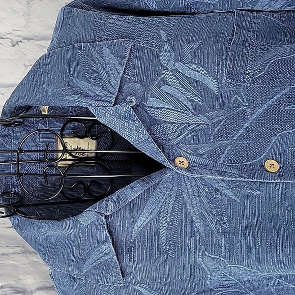 JAMAICA JAXX Blue‎ Floral Men's Hawaiian Silk Shirt XL/EG - Picture 2 of 9